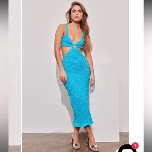 Saylor popcorn smocking Kellyn cut-out midi dress